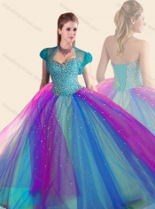 Classical Beautiful Beaded Multi Color Quinceanera Dress in Tulle
