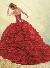 Classical Popular Big Puffy Brush Train Taffeta Quinceanera Dress in Purple