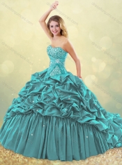Classical Popular Big Puffy Brush Train Taffeta Quinceanera Dress in Purple