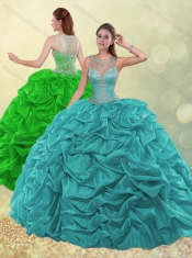 Discount Pretty See Through Scoop Beaded and Bubble Green Quinceanera Dress