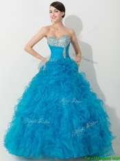 Princess Baby Blue 15th Birthday Gown with Beading and Ruffles