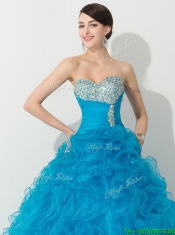 Princess Baby Blue 15th Birthday Gown with Beading and Ruffles