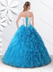 Princess Teal Sweet 16 Dress with Beading and Ruffles