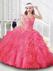 Elegant Halter Top Organza Mini Quinceanera Dress with Beading and Ruffles