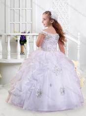 Lovely Off the Shoulder Little Girl Pageant Dresses with Appliques and Bubbles