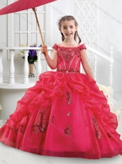 Lovely Off the Shoulder Little Girl Pageant Dresses with Appliques and Bubbles