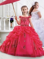 Lovely Off the Shoulder Little Girl Pageant Dresses with Appliques and Bubbles