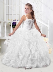 New Beaded and Bubble Red Little Girl Pageant Dresses with Spaghetti Straps