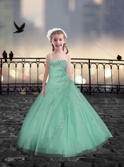 Spaghetti Straps Apple Green Little Girl Pageant Dresses with Beading