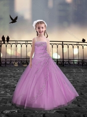 Spaghetti Straps Beaded Pink Mini Little Girl Pageant Dresses in Tulle