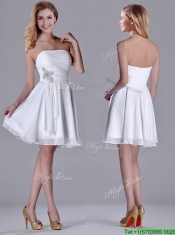 2016 Elegant Empire Strapless Beaded White Prom Dress in Chiffon