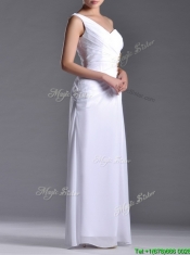 Beautiful Cut Out Waist One Shoulder White Prom Dress with Beading