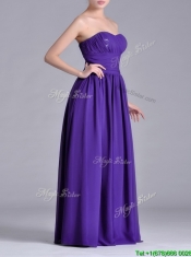 Beautiful Empire Ruched Chiffon Long Prom Dress in Purple