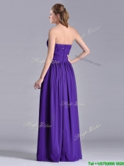 Beautiful Empire Ruched Chiffon Long Prom Dress in Purple