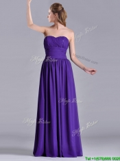 Beautiful Empire Ruched Chiffon Long Prom Dress in Purple