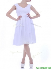 Beautiful V Neck Knee Length Chiffon Prom Dress with Bowknot