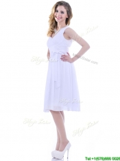 Beautiful V Neck Knee Length Chiffon Prom Dress with Bowknot