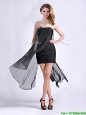 Best Selling Asymmetrical Column Dama Dress with Beaded Top and Ruching