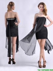 Best Selling Asymmetrical Column Dama Dress with Beaded Top and Ruching