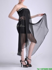 Best Selling Asymmetrical Column Dama Dress with Beaded Top and Ruching