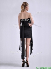 Best Selling Asymmetrical Column Dama Dress with Beaded Top and Ruching