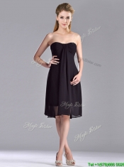 Cheap Empire Knee Length Black Prom Dress in Chiffon