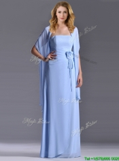 Cheap Strapless Hand Crafted Flower Long Dama Dress in Light Blue