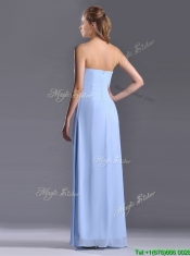 Cheap Strapless Hand Crafted Flower Long Dama Dress in Light Blue