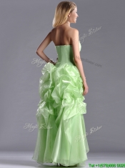 Classical Beaded and Bubble Organza Dama Dress in Yellow Green