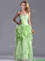 Classical Beaded and Bubble Organza Dama Dress in Yellow Green