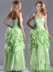 Classical Beaded and Bubble Organza Dama Dress in Yellow Green