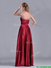 Classical Empire Sweetheart Wine Red Dama Dress with Beaded Top