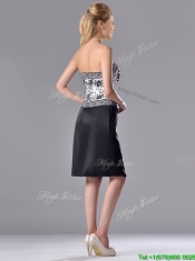 Column Strapless Knee-length Short Prom Dress with Embroidery
