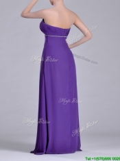 Column Sweetheart Ruching Purple Dama Dress for Celebrity