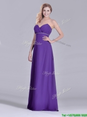 Column Sweetheart Ruching Purple Dama Dress for Celebrity