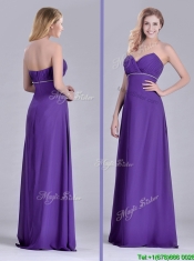 Column Sweetheart Ruching Purple Dama Dress for Celebrity