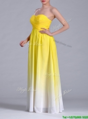 Discount Empire Sweetheart Ruched Long Prom Dress in Gradient Color