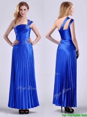 Discount Royal Blue Ankle Length Prom Dress with Beading and Pleats Discount Royal Blue Ankle Length Prom Dress with Beading and Pleats