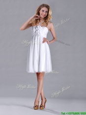 Discount White Strapless Short Dama Dress with Hand Made Flowers