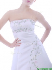 Elegant Ankle Length White Dama Dress with Embroidery and Beading