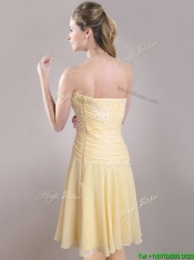 Elegant Applique Chiffon Yellow Short Prom Dress with Side Zipper