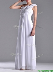 Elegant Empire Hand Crafted Side Zipper White Dama Dress with One Shoulder