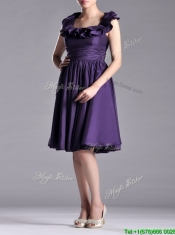 Elegant Halter Top Backless Short Dama Dress in Dark Purple