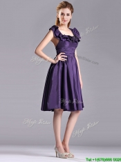 Elegant Halter Top Backless Short Dama Dress in Dark Purple