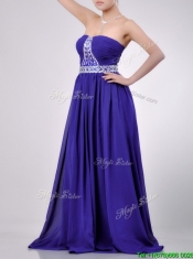 Empire Strapless Beaded Purple Long Prom Dress for Evening