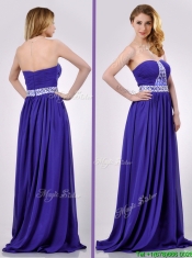 Empire Strapless Beaded Purple Long Prom Dress for Evening