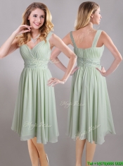 Exclusive Beaded and Ruched Apple Green V Neck Prom Dress in Chiffon Exclusive Beaded and Ruched Apple Green V Neck Prom Dress in Chiffon