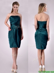 Exclusive Column Ruched Decorated Bodice Prom Dress in Hunter Green
