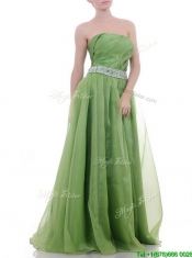 Exclusive Strapless Beaded Decorated Waist Prom Dress with Side Zipper