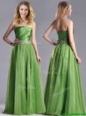 Exclusive Strapless Beaded Decorated Waist Prom Dress with Side Zipper